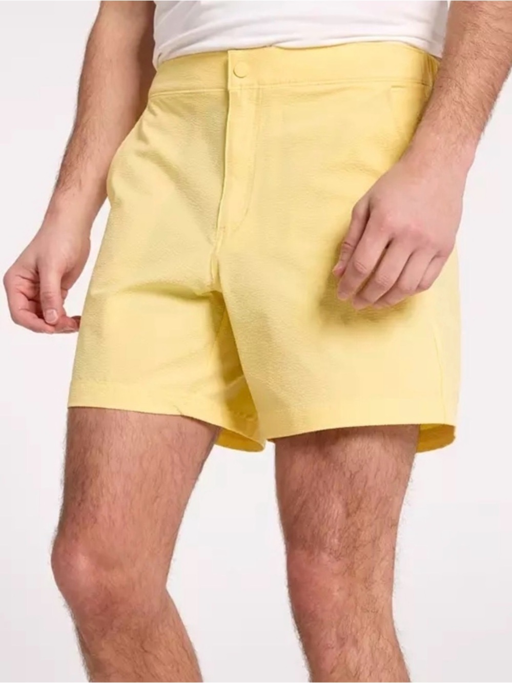 Men's Flat Front Pale Yellow Shorts - Classic Summer Style